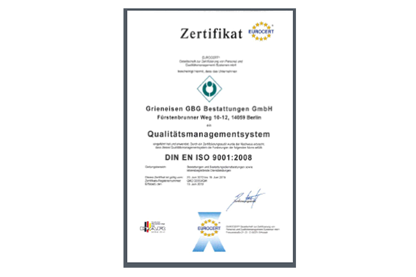 Zertifikat von Eurocert