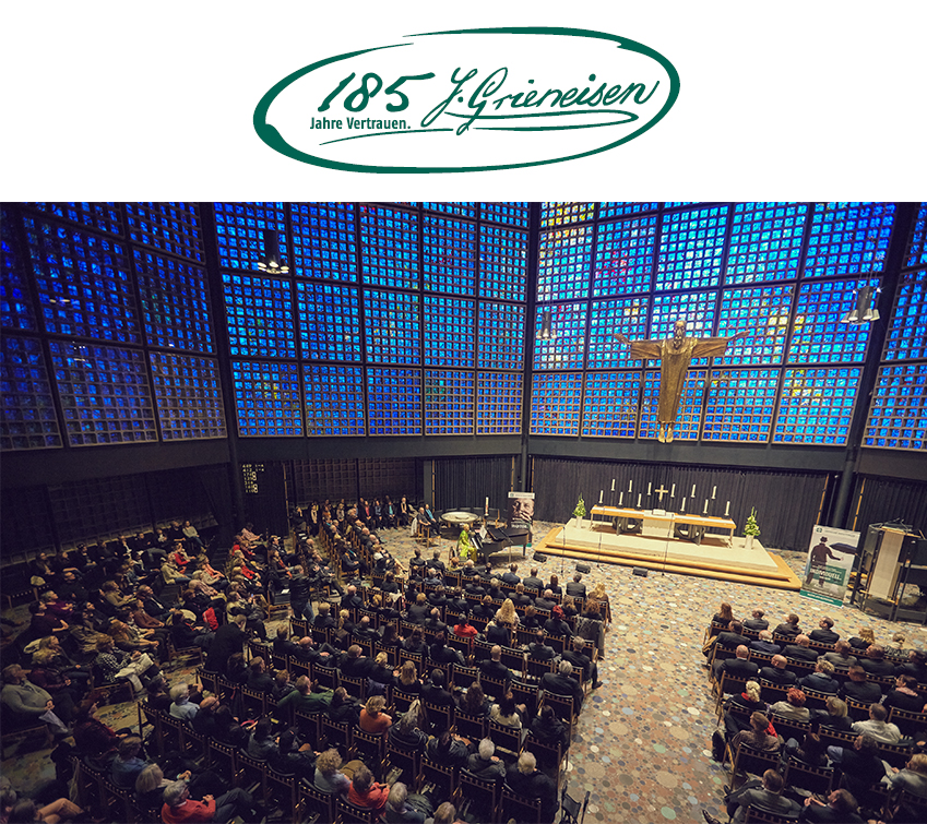 Auf dem Bild sehen sie eine Feier im Jahr 2015 anlässlich des 185. Geburtstages von Grieneisen Bestattungen in der Gedächniskirche.